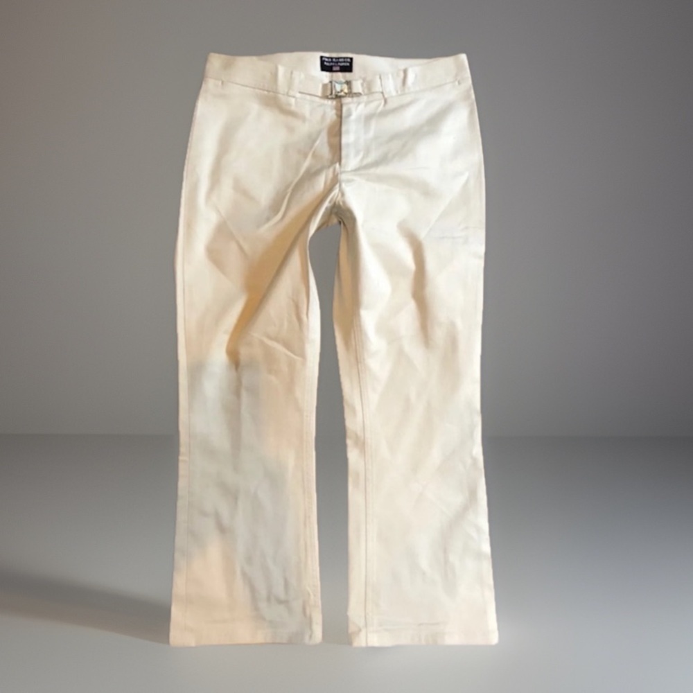 Designer RALPH LAUREN POLO sz 4 Beige Silver Buckle Accent Cropped Capri Pants